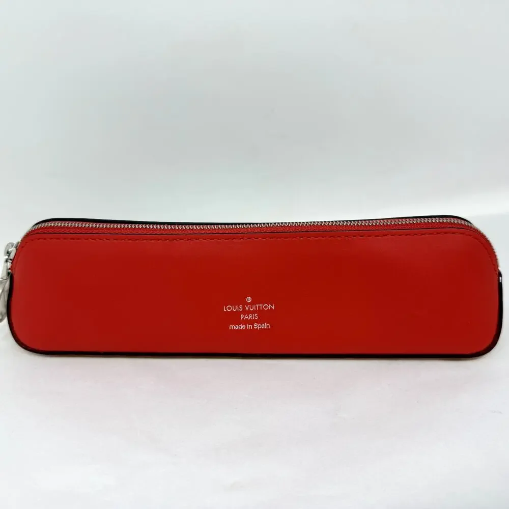Louis Vuitton Monogram Elizabeth Pencil Pouch Case Red Gi0009 Trous RARE NEW
